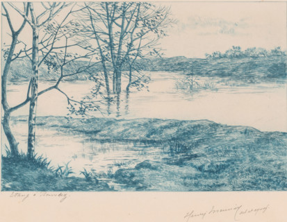 Waterplas in Bourlers, print, inscription: 'Etang à Bourlez', printmaker: Marc Henry Meunier