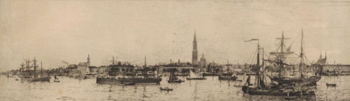 Antwerp seen from the Scheldt, print, printmaker: Robert Mols, Antwerp, 1858 - 1903, paper,