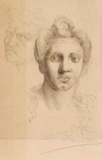 Two female heads, Negress after Michelangelo (former title), print, inscription: '2e etat, 2