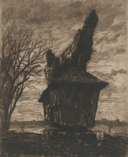 View of the crane on Quai d'Orsay in Paris, Grue du Quai d'Orsay., print, printmaker: Alexis Forel