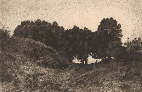 View of a landscape near Vézelay, Un soir à Vezelay, print, Numbered top right: 440., printmaker: