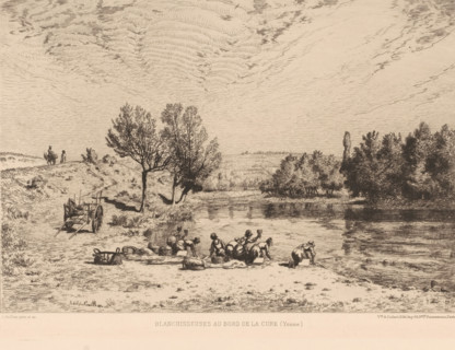 Blanchisseuses au bord de la Cure (Yonne), Washerwomen at the Cure, print, Numbered top right: 447