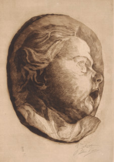 Child's head with open mouth, print, annotation: '1er etat', printmaker: Pierre Peeters (signed by