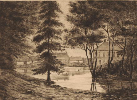 View of Ghlin Castle, print, annotation: 'dernier état', printmaker: Ch. Perrin (signed by artist),