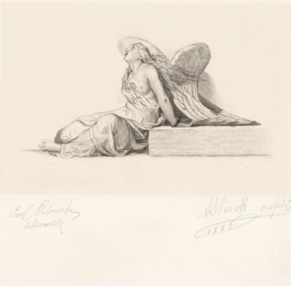 Captivated angel or genius, print, printmaker: Arthur Sterck (signed by artist), after drawing by