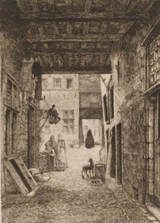View of a street near the Steen, print, printmaker: Edouard Tyck (signed by artist), in or before