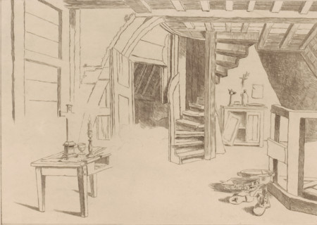 Attic interior, print, Interior of the attic in the Plantin-Moretus house on the Vrijdagmarkt in