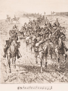 March! March! (Manöverszene), Artillery, print, : 'From 'Radierungen' Weimar 1885 Hans W. Schmidt',