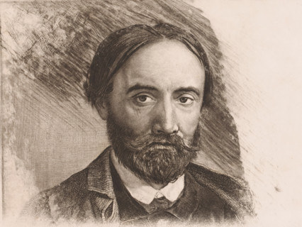 Self-portrait, print, printmaker: Charles Verlat, 1868, paper, etching, drypoint, roulette,