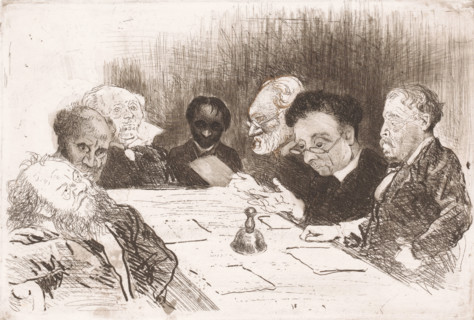 Committee for the Reorganization of the Antwerp Academy, print, Somewhat caricatural portraits of