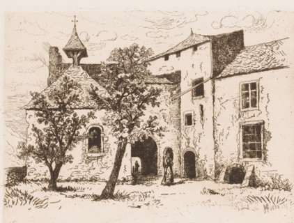 View of a chapel, print, printmaker: Maria van Hohenzollern-Sigmaringen (Countess of Flanders),