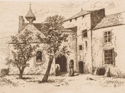 View of a chapel, print, printmaker: Maria van Hohenzollern-Sigmaringen (Countess of Flanders),