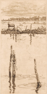 Flooded meadows near Warmond, print, printmaker: Maurits van der Valk (signed by artist), 1867 -