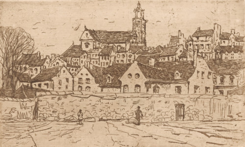 Pontoise (original title), View of Pontoise, with the Cathédrale Saint-Maclou in the center, print,