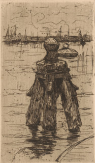 Dolby at a harbor, print, printmaker: Maurits van der Valk (signed by artist), 1867 - 1914, paper,