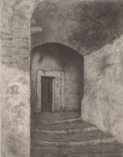 Old gate, Small old gate in Ventimiglia, print, At the end of a dark alley, at the top of a