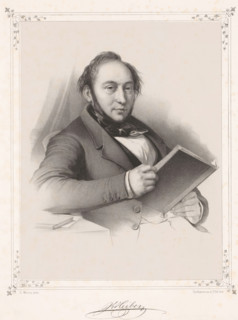 Portrait of Johan Ludvig Heiberg, print, inscription: 'JLHeiberg', inscription: 'D. Monies pinx.',