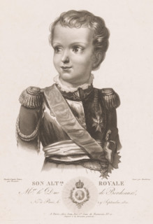 Portrait of Henri d'Artois, print, : 'Déposée à la Direction générale', printmaker: Léon Mauduison,