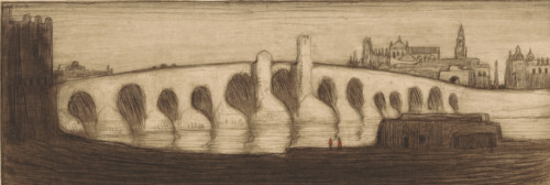 Bridge at Cordova (original title), Roman bridge over the Guadalquivir in Córdoba, print, In the