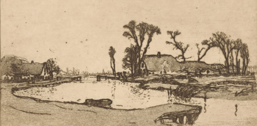 Zuid-Hollandsch vaartje (original title), Farms along the Rijpwetering in South Holland, print, In