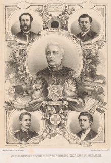 Dutch officers fallen in the war with Atchin, Portraits of five Dutch officers, print, Portraits of