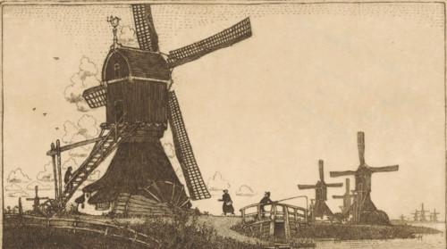 Wipmolens on the Vlist between Haastrecht and Schoonhoven, Watermills near Gouda (original title),