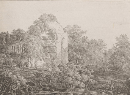 View of the ruins of De Haar Castle, print, printmaker: Adriaan Jacob Willem van Dielen, 1810,