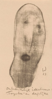 Elongated abstracted face with open mouth, Idealists II and further Marginal Notes (original series