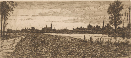 Village on the Vecht, print, printmaker: Maurits van der Valk (signed by artist), 1867 - 1931,