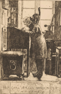 Father of the artist, Til minde om, Carl Jorgen Hansen, min fader, 1814 1914, print, Portrait of
