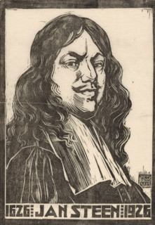 Portrait of Jan Steen, print, Half-length man, with long hair and a moustache, after the