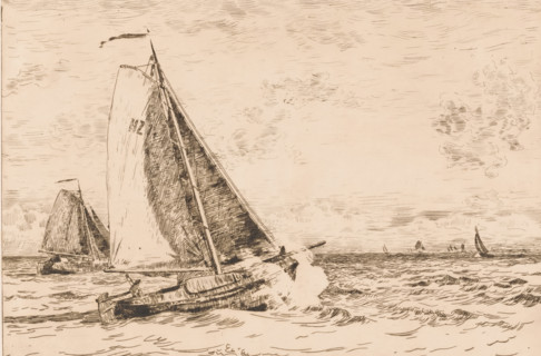 Sailing ships, print, printmaker: Willem Bastiaan Tholen, 1870 - 1931, paper, etching, intaglio