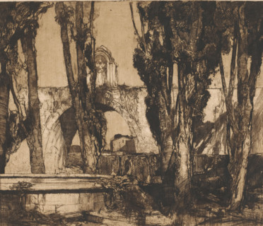 Garden in Verona (original title on object), print, printmaker: Adriaan J. van 't Hoff (signed by