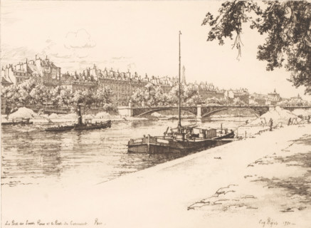 Le Port des Saintes Peres et le Pont du Carrousel Paris, Port of Saints Peres and the Pont du