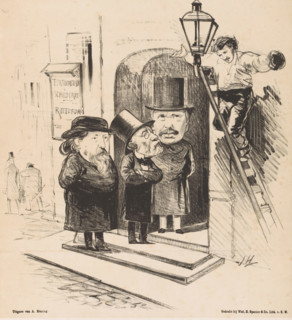Caricature with Jozef Israëls, Jacob Maris, and Albert Neuhuys, The three most courageous painters