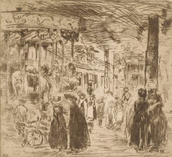 Fair with carousel, Carousel (original title), print, printmaker: Willem de Zwart (signed by