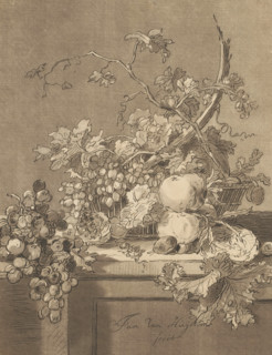 Basket of fruit, print, The print is loose in an album, see page H. 66., printmaker: Bernhard