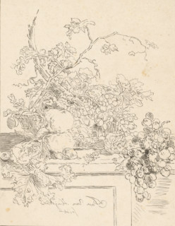 Basket of fruit, print, The print is loose in an album, see page H. 66., printmaker: Bernhard