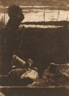 Port Workers, Coal Carriers (original title), print, printmaker: Willem de Zwart (signed by