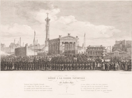 Inauguration of the Colonne de Juillet in Paris, print, printmaker: Charles-François Daubigny,