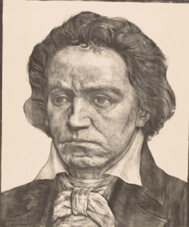 Beethoven, Portrait of Ludwig van Beethoven, print, inscription: 'grijs', printmaker: Antoon