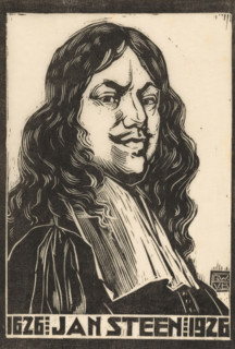 Portrait of Jan Steen, print, Half-length man, with long hair and a moustache, after the