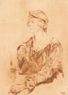 Sitting woman (original title), print, printmaker: Willem de Zwart, c. 1915 - c. 1916, paper,