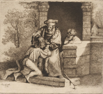 Homecoming of the prodigal son, print, printmaker: attributed to Ignace-Joseph de Claussin, France,