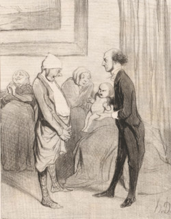 Doctor shows a father his newborn child, l'Entrée dans la vie, Depictions from La comédie humaine