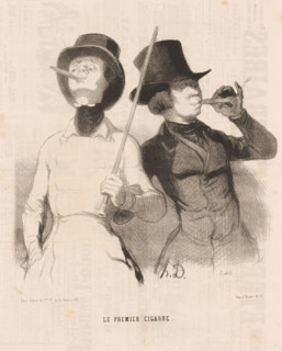 The first cigar, Two young men with their first cigar, Depictions of happy moments, The beautiful