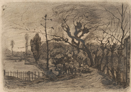 Garden path with willows (original title), print, printmaker: Floris Verster, 1871 - 1927, paper,