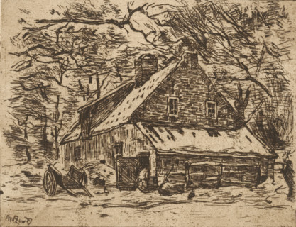 House in the woods, Farmhouse (Lage Vuursche) (original title), print, printmaker: Willem de Zwart