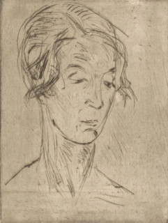 Head of a woman, print, printmaker: Wilhelm Lehmbruck (signed by artist), in or after 1919, paper,