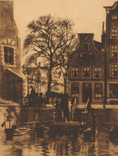 Overhaul at the Montelbaan Tower in Amsterdam, print, Viewed from the Oude Schans towards Oude